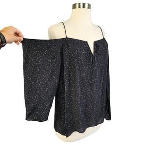 Nicole Miller Artelier Womens Azalea Silk Georgette Cold Shoulder Blouse Size M